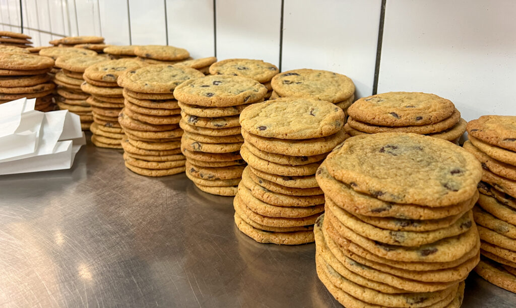 Salted Chocolate Chip Cookies stacked